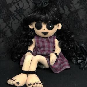 OOAK Creepy 16” Gothic Art Odd Weird Horror Spooky Artist Goth Cloth Rag Doll